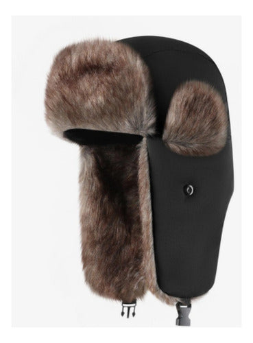 Gorro Invierno Ruso Unisex Cálido Termico Aviador - Norplat M Lisa Negro