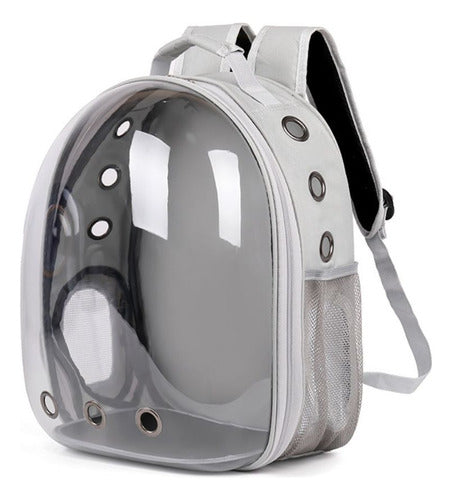 Mochila Bolso Transportes Transparente Mascotas Perros Gatos Gris