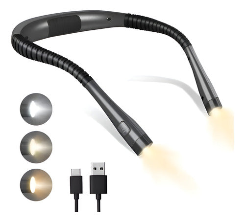 Luz Lectura De Cuello Led Luz Para Leer 3 Niveles - Norplat Negro Negro