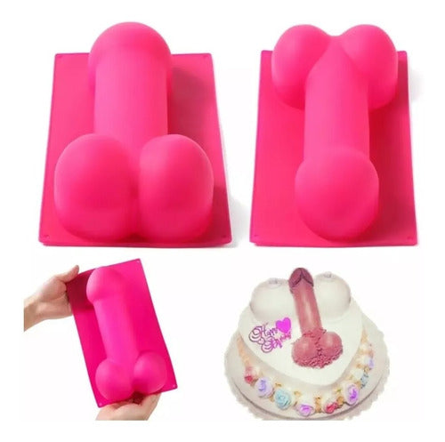 Molde De Silicona Pene Grande Queque Despedida Solteras Fucsia