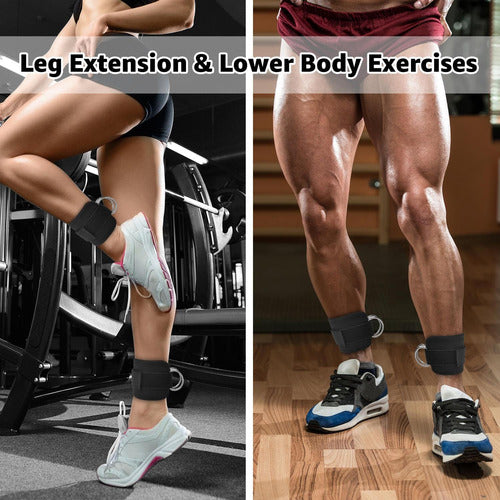 2 Tobilleras Polea Enganche Gym Glúteos Extensiones Norplat Negro