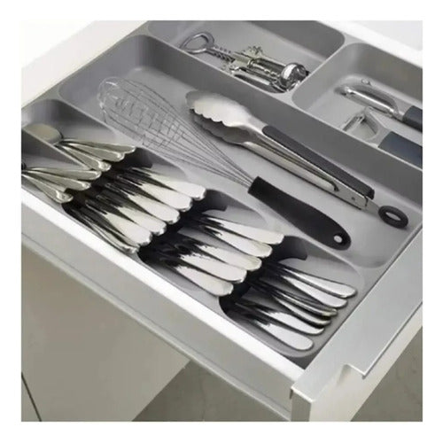 Organizador Premium De Cubiertos Y Utensilios Grande - Cukin Gris