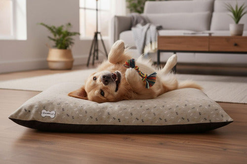 Cama Perros Norplat Colchon 90x70cm Grande Relax Almohadon Beige Claro Huesos