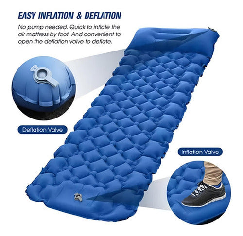 Colchoneta Inflable Plegable Norplat - Acampar Y Senderismo Azul