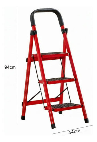Escalera Tijera 3 Peldaños Multiproposito Plegable - Norplat Rojo