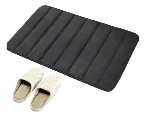 Alfombra Baño Engomado Antideslizante 60x40cm Suave Norplat Gris Oscuro Lisa
