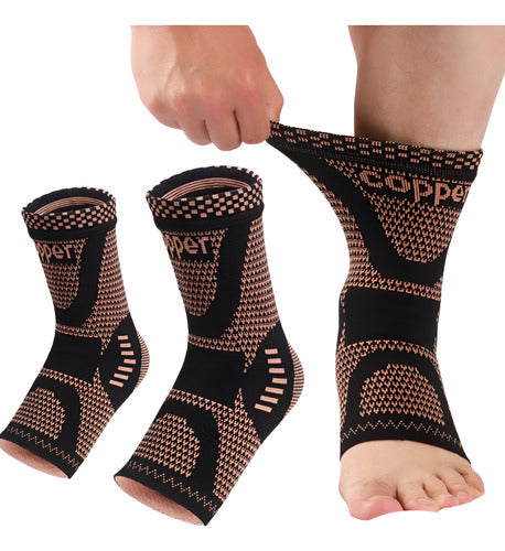 Pack 2 Tobillera Deportiva Compresión Con Fibra De Cobre L