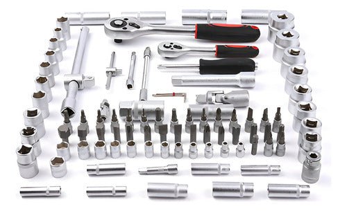 Caja Herramientas Dados Llaves 94 Piezas Acero Crv - Norplat Azul