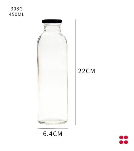 Botella De Vidrio 475cc Pack De 42 Unidades Con Tapa - Cukin Negro