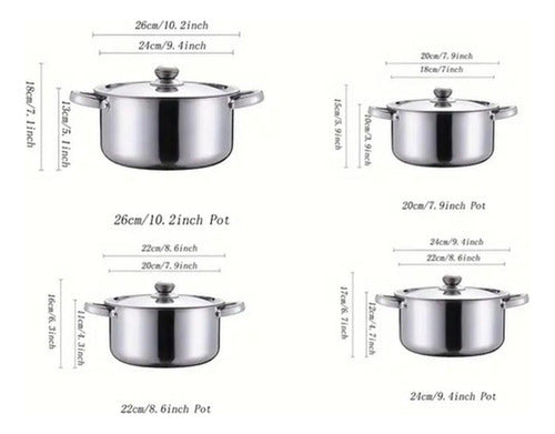 Bateria De Cocina Acero Inoxidable 4 Ollas Induccion Norplat Plateado