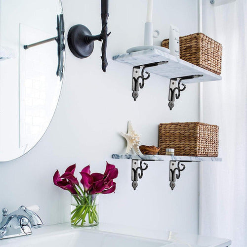 6 Soporte Repisa Flotante Estante Metal Pared Ángulo Norplat Negro