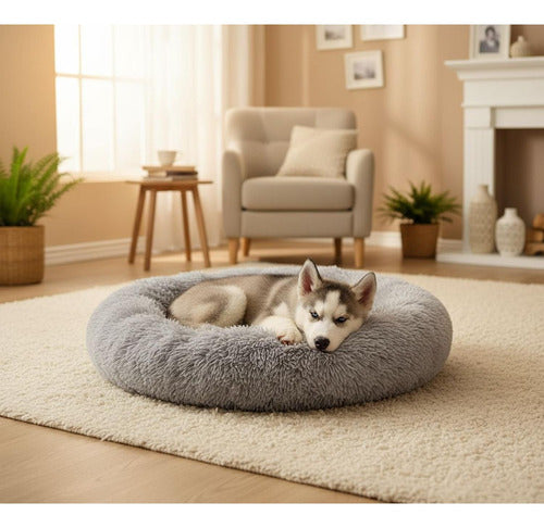 Cama Mascotas Perros Grandes Antiestres 90cm Talla Xxl - Wuf Gris