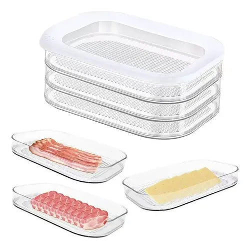3 Contenedores Hermeticos Para Cecinas Y Queso - Norplat Blanco