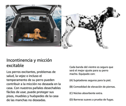 Pack 12 Unid Pañal Sanitario Desechables Mascotas Perra Gata - Blanco - S