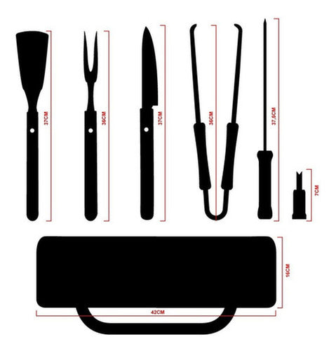 Set Parrillero 10 Herramientas Con Bolso Kit Asado - Norplat Madera Clara