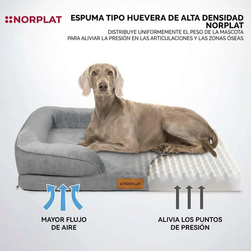 Cama Antiestres Norplat 90cm Xl - Perro Colchon Ortopédica  Gris Claro Ortopédico