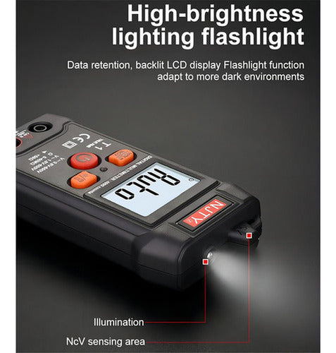Tester Multimetro Digital Amperaje Voltaje Ohms 600v Norplat Negro