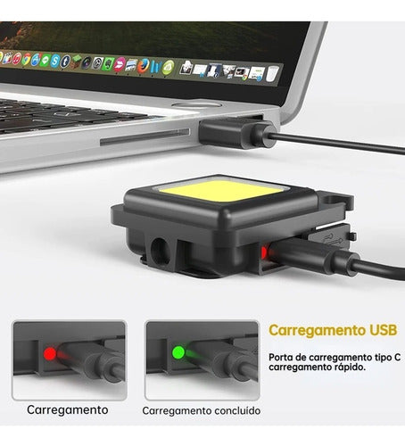 2 Linternas Led 800lm Recargable Potente Magnetica - Norplat Negro