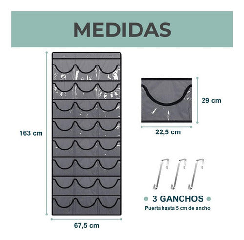 Organizador Gorras Gorros Jockey Detrás De Puerta - Norplat Gris