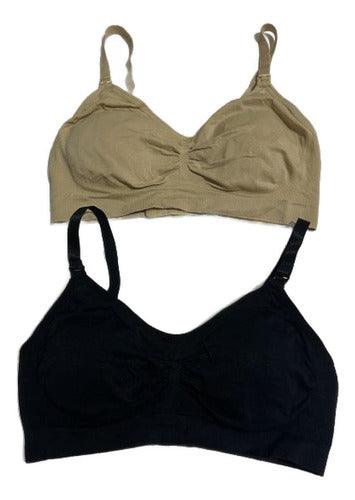 4 Sostenes Maternal Lactancia Elasticado Sin Barilla Norplat 2 Negro Y 2 Piel Liso Xl