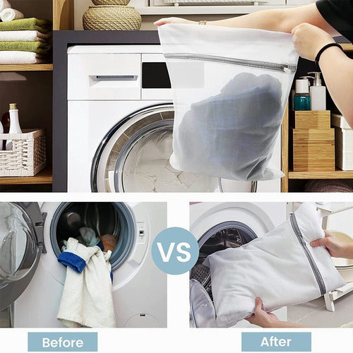 7 Mallas Bolsa Para Lavar Ropa Delicada Lavadora - Norplat Blanco