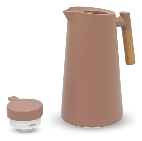 Jarra Termica Norplat 1 Litro Vidrio Aislante Calor Frio Rosa