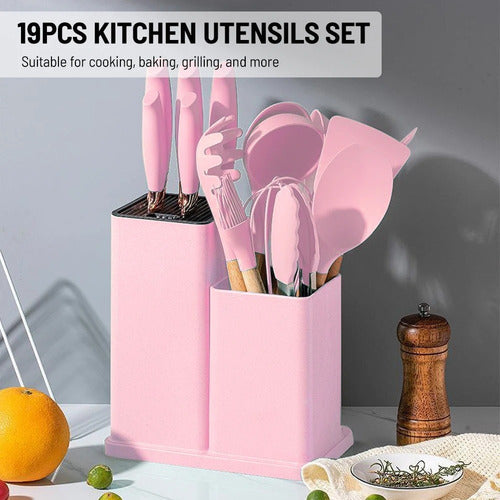 Set 19 Utensilios Cocina Acero Inoxidable Silicona - Norplat Gris Oscuro