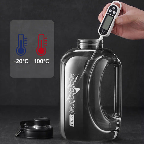 Botella Deportiva Agua Grande Norplat Motivacional 1.6l Gym Negro Transparente