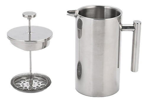 Cafetera Manual Prensa Francesa Acero Cafe 800ml - Norplat Plateado