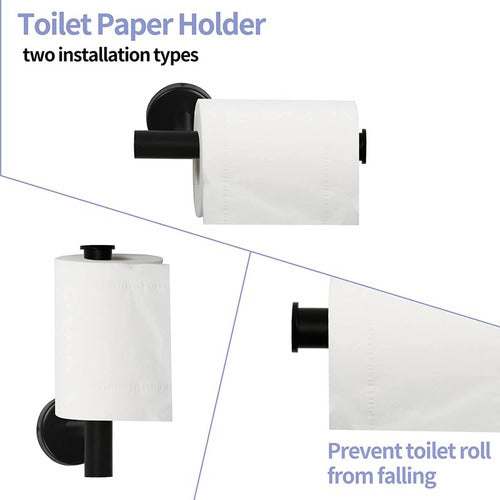 Set Baño Toalleros Porta Confort Acero Inoxidable - Norplat Negro