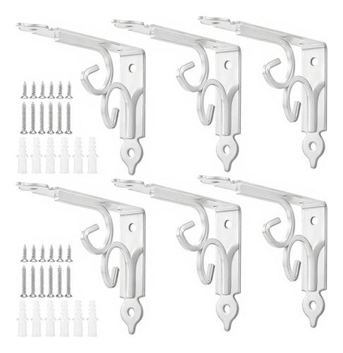 6 Soporte Repisa Flotante Estante Metal Pared Ángulo Norplat Blanco