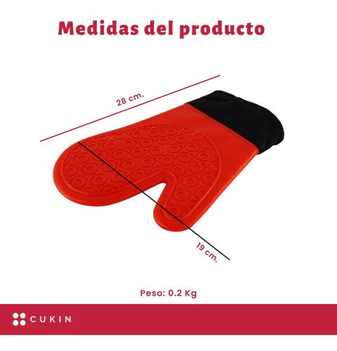 Guante De Silicona Toma Olla Con Relleno De Algodón - Cukin - Rojo