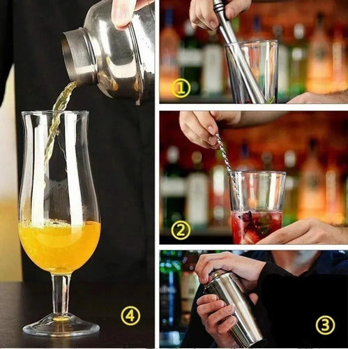 Juego De Cócteles Para Bar Pub 22 Piezas - Cukin Plateado