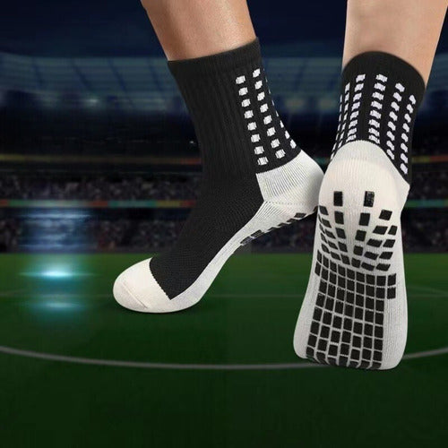 Calceta Fútbol Antideslizante + Calceta S/pie Niño Infantil Negro