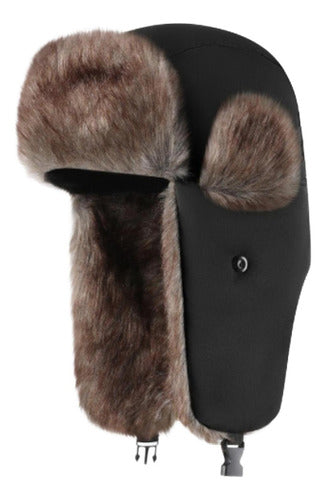 Gorro Invierno Ruso Unisex Cálido Termico Aviador - Norplat M Lisa Negro