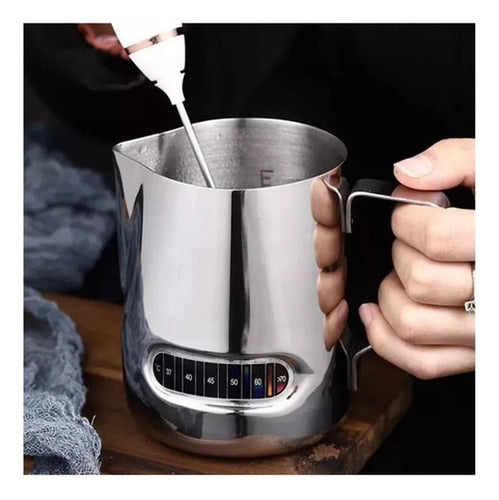 Jarro Lechero Jarra Leche Acero Espuma Texturizar - Norplat Plateado