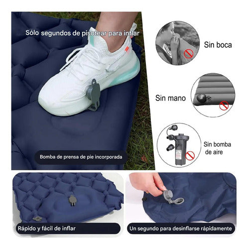 Colchoneta Inflable Plegable Norplat - Acampar Y Senderismo Azul Oscuro