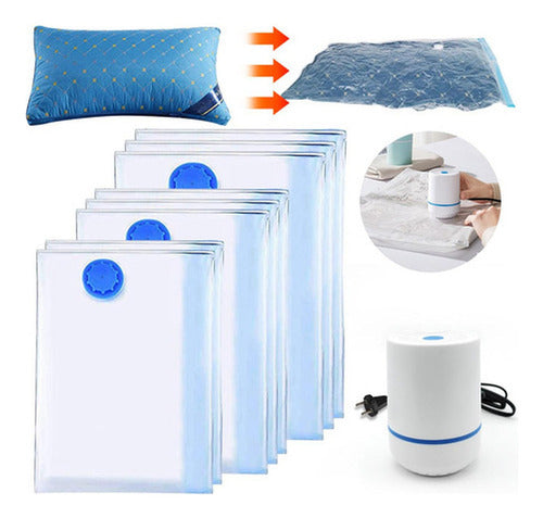 8 Bolsas Organizadoras Al Vacio Con Bomba Electrica Norplat