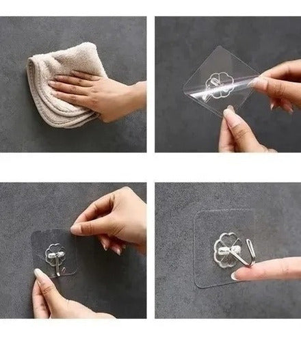 Pack 10 Unidades Gancho Para Pared / Metálico Con Adhesivo Agua