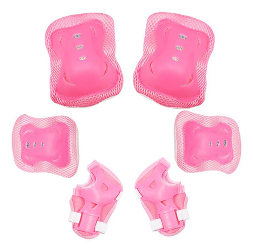 Patines 4 Rueda Ajustable Niños/niñas + Proteccion - Rebelde S Rosa