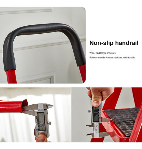 Escalera Tijera 3 Peldaños Multiproposito Plegable - Norplat Rojo