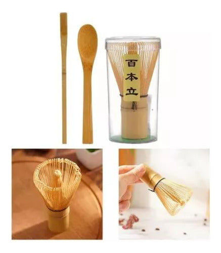 Batidor Infusor Revolvedor De Bambú Set Te Matcha - Norplat - Marrón Claro