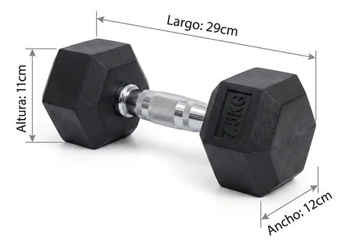 Mancuerna Hexagonal 7.5kg Norplat Acero Y Caucho Color Negro Negro
