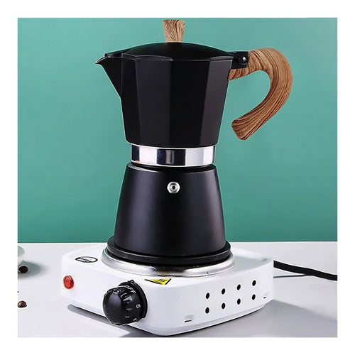 Cafetera Espresso Italiana De Diseño Premium 6 Tazas Cukin Negro