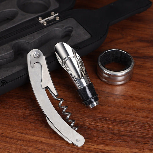 Set Descorchador Y Accessorios Para Vino En Estuche Botella