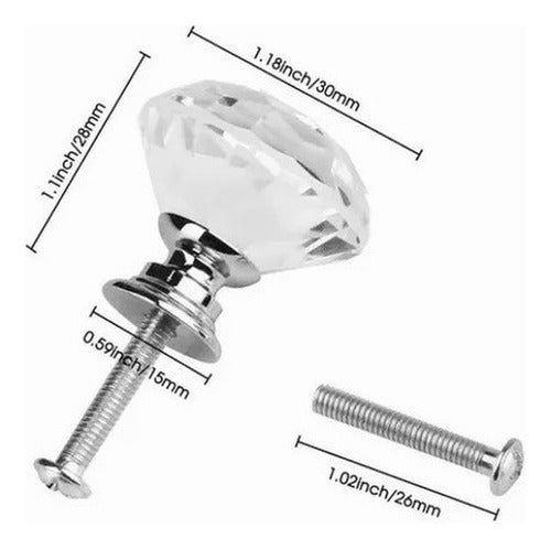 Tirador Cristal Forma Diamante Cajón Armario 10pcs - Norplat Plateado Diamante