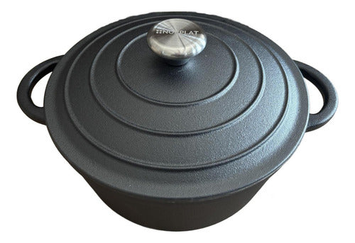 Olla De Hierro Fundido 24 Cm 3.5 Lts - Va Al Horno - Norplat Negro