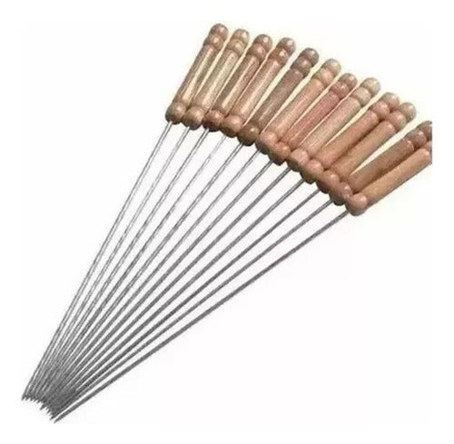 50 Fierros Para Anticuchos Brochetas Asados Pinches Norplat Plateado