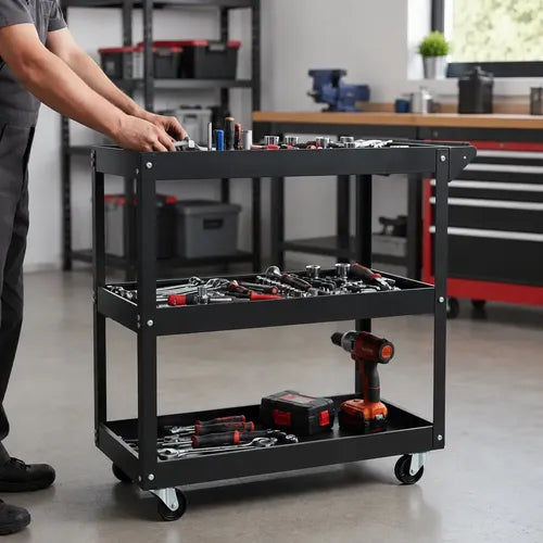 Carro Organizador Porta Herramienta 3 Nivel Metálico Norplat Negro