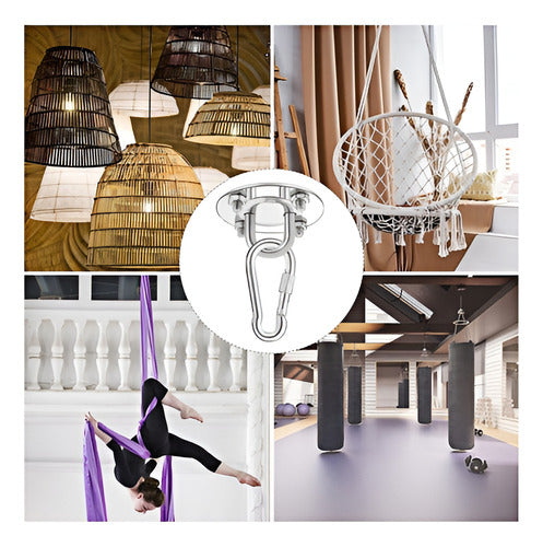 2 Gancho De Suspensión Anclaje Trx Yoga 90mm 500kg - Norplat Plateado